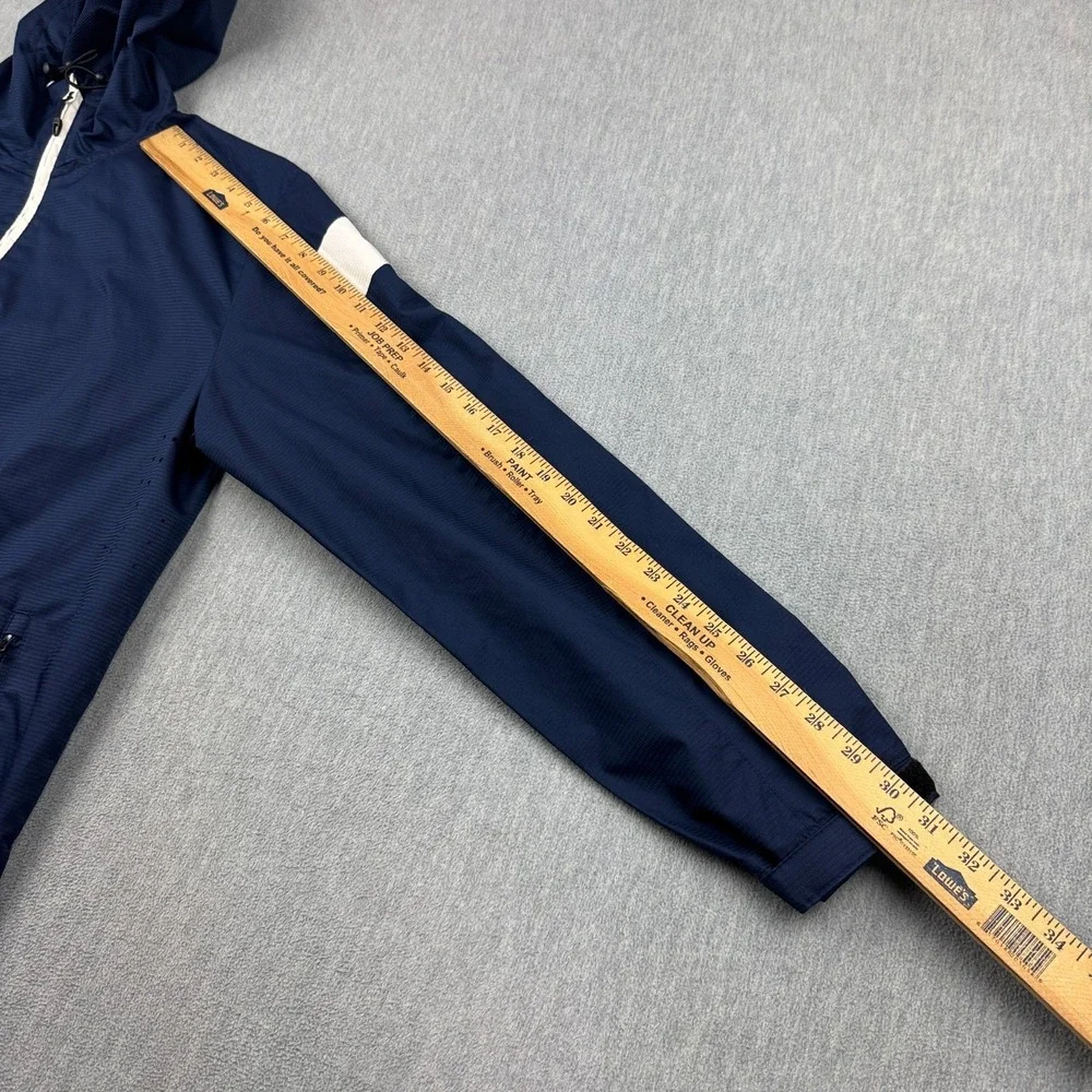 Adidas Jacket Mens Medium Blue Windbreaker‎ Full Zip Hooded Athletic Running